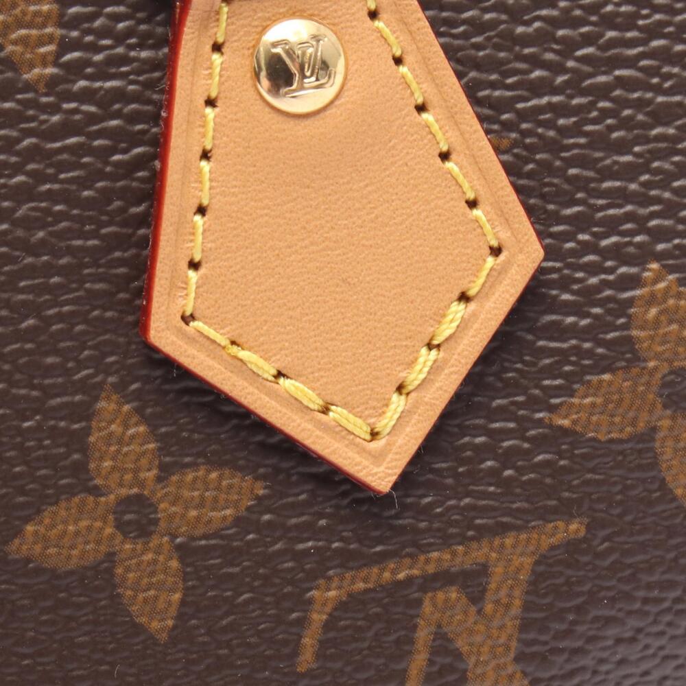 Louis Vuitton Brown Leather Handbag Monogram Speedy Canvas - Picture 4 of 4
